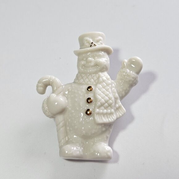 **Sale** Lenox White Porcelain Waving Snowman Brooch - Picture 10 of 10